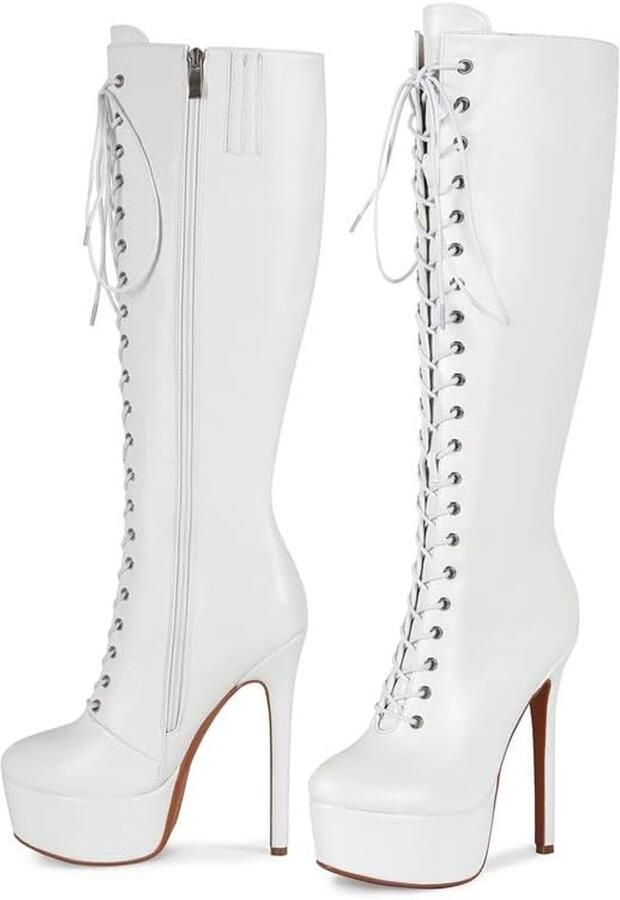 Laarzen veterlaarzen met hoge stilettohak modieuze boots voor feestjes club en podium