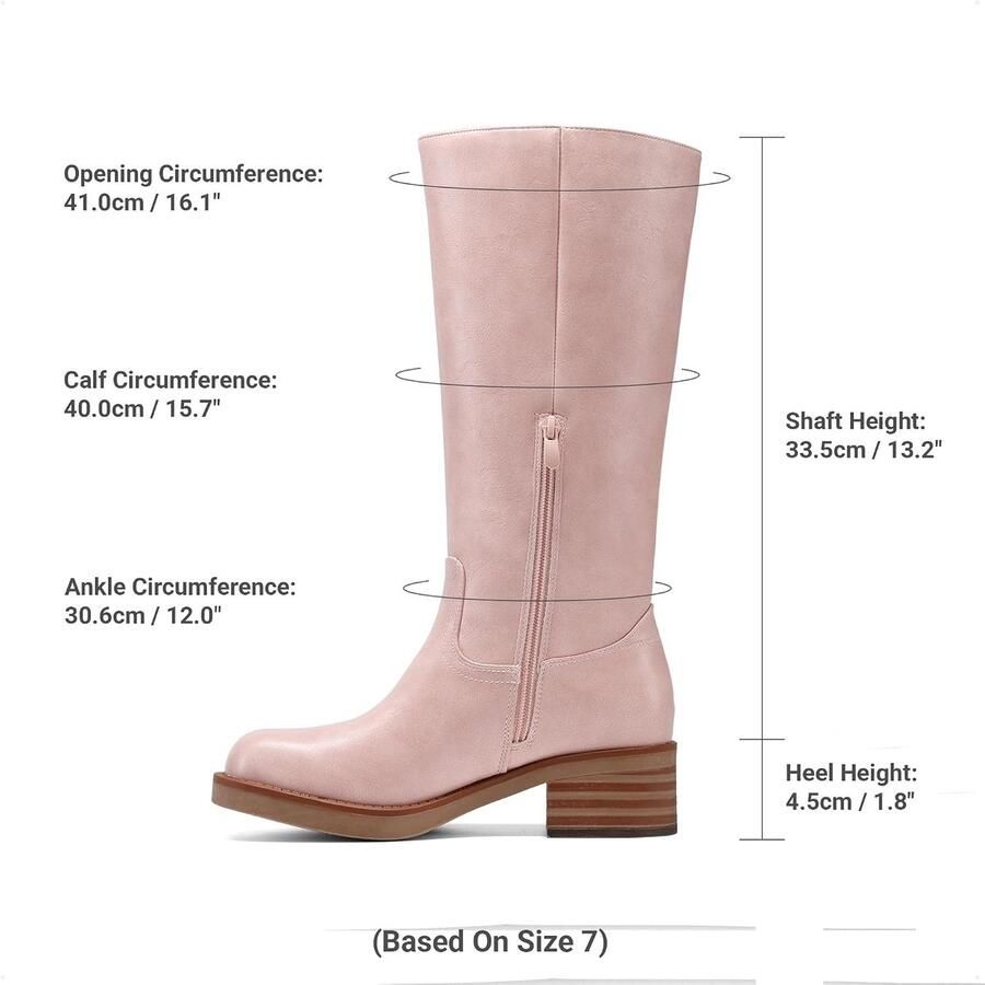 Laarzen Vierkante Teen Platform Chunky Blok Hak Banaan Campus Laarzen voor Vrouwen Comfortabele Lage Hak Side Rits Womens Rijden Hoge Laarzen