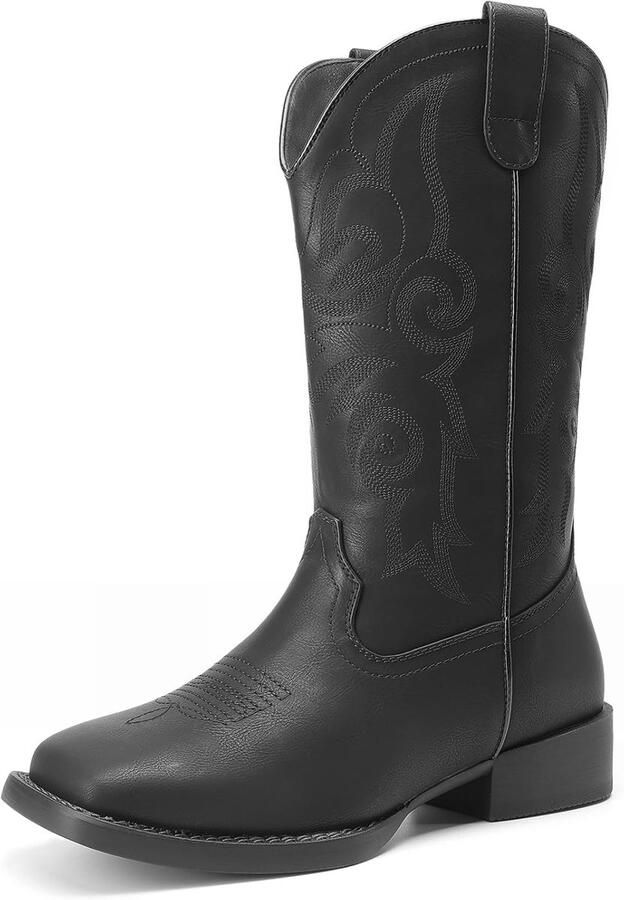 Laarzen met gemiddelde kuit Cowboylaarzen voor dames halve kuit vierkante punt hak modieus comfortabel