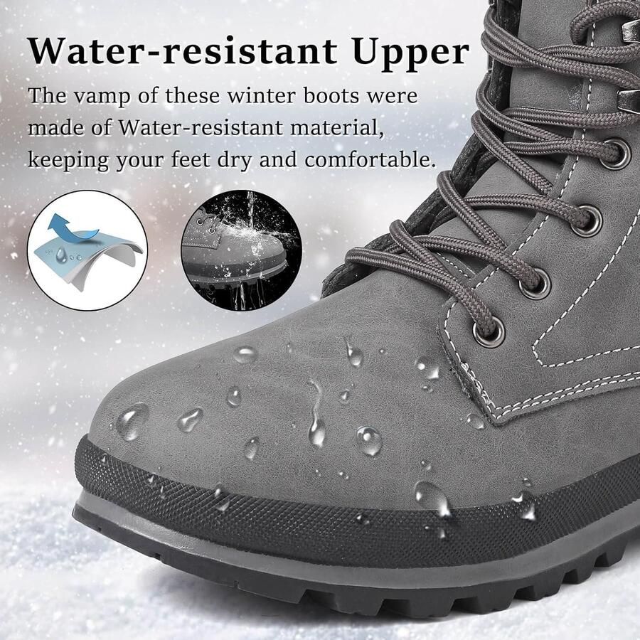 Laarzen voor dames gevoerd waterafstotend lichte sneeuwlaarzen warm antislip met ritssluiting en veters korte schacht met profielzool