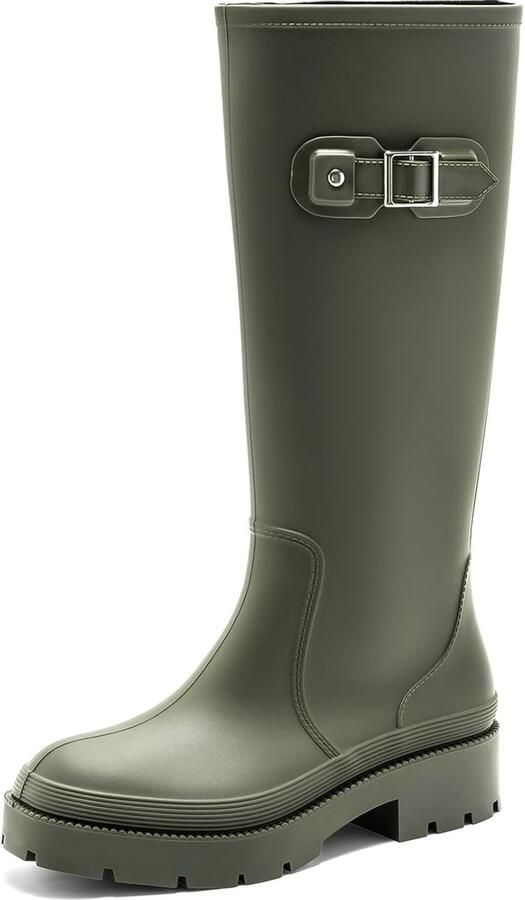 Laarzen voor dames hoge regenlaarzen lange schacht Wellington boots waterdichte rubberen schoenen tuinlaarzen antislip