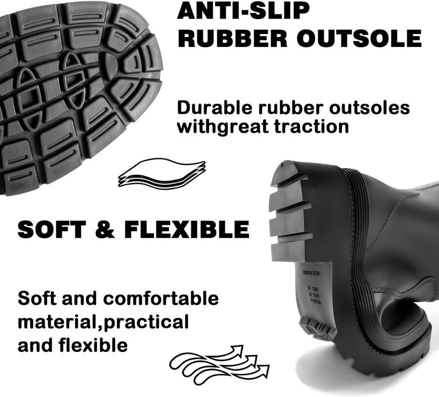 Laarzen voor dames hoge regenlaarzen lange schacht Wellington boots waterdichte rubberen schoenen tuinlaarzen antislip