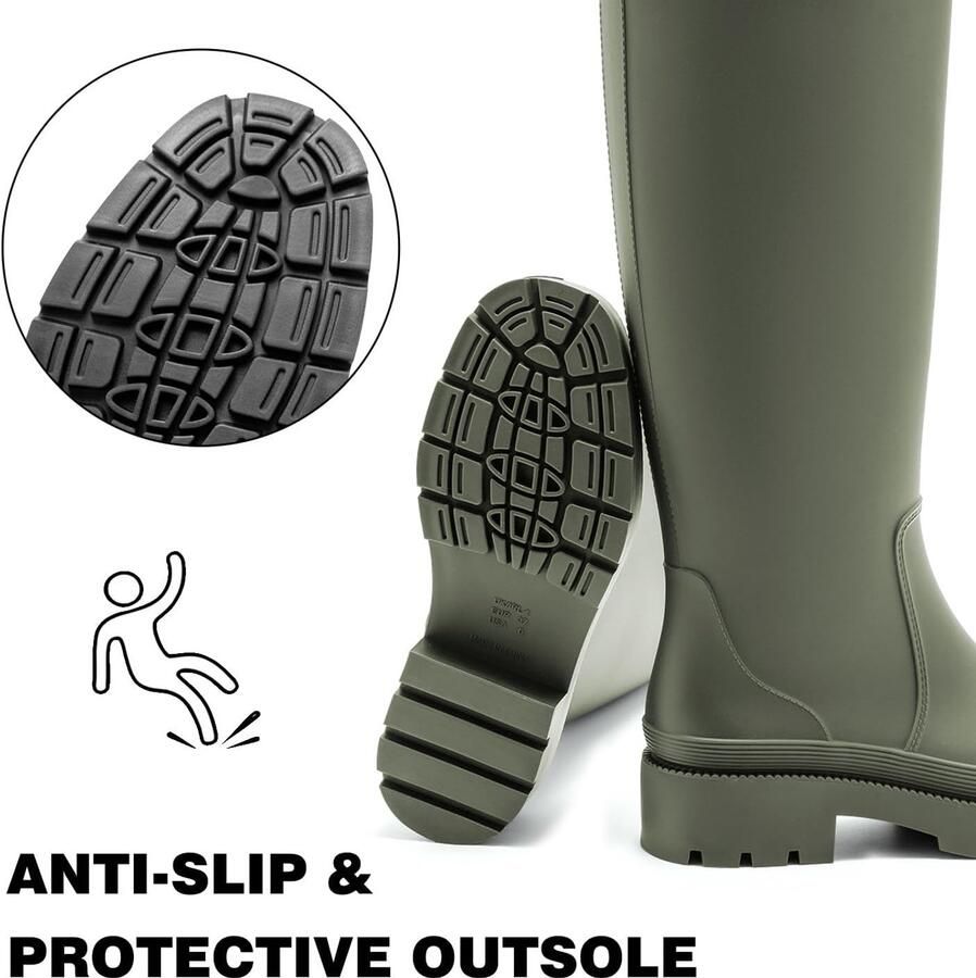 Laarzen voor dames hoge regenlaarzen lange schacht Wellington boots waterdichte rubberen schoenen tuinlaarzen antislip