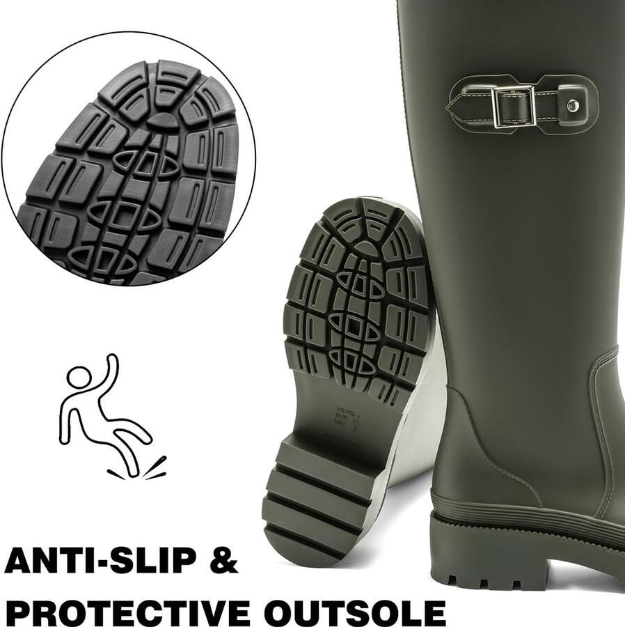 Laarzen voor dames hoge regenlaarzen lange schacht Wellington boots waterdichte rubberen schoenen tuinlaarzen antislip