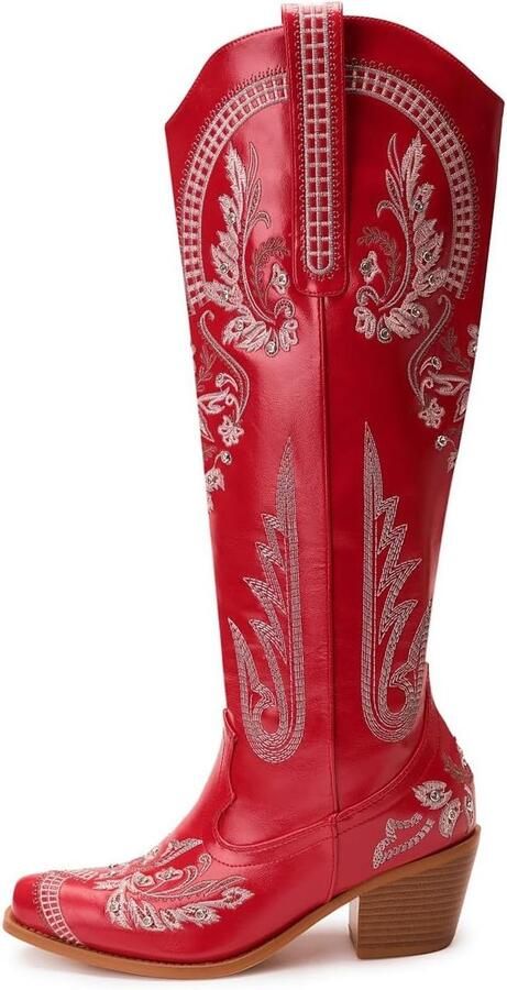 Laarzen voor dames kniehoge snittoe cowgirl westernlaarzen met