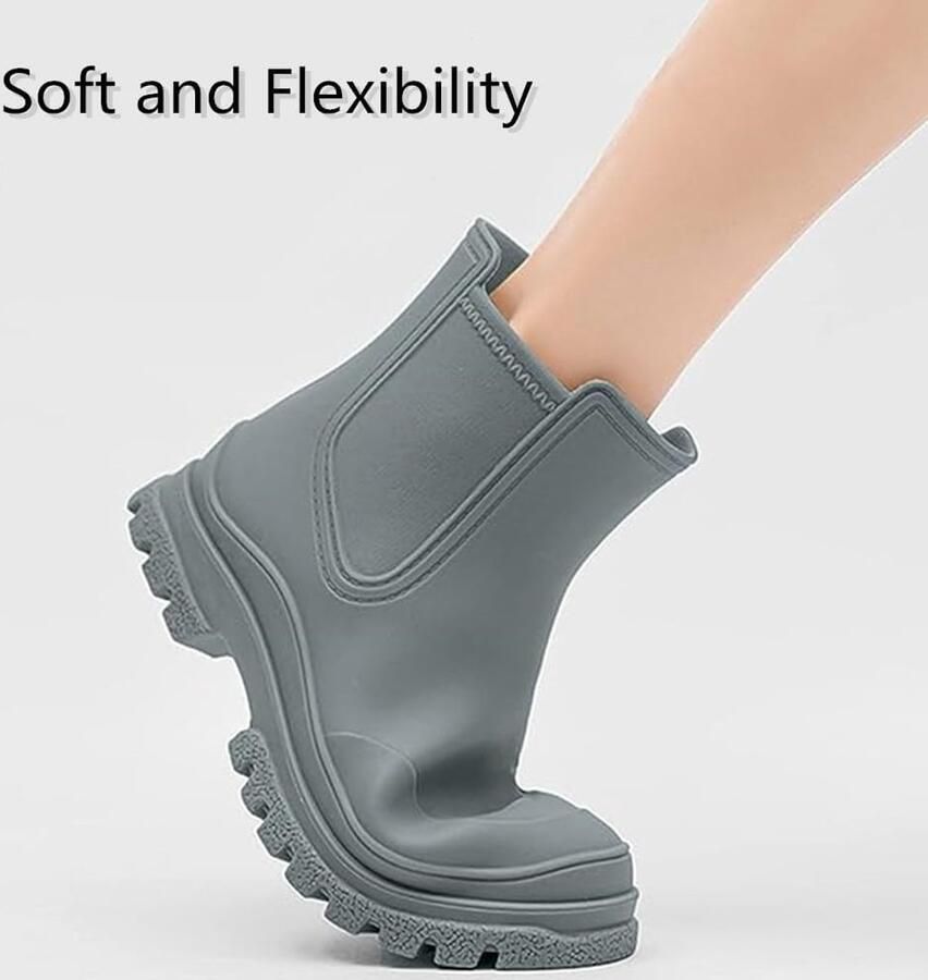 Laarzen voor dames korte slip-on regenlaarzen wellies waterdicht tuinlaarzen zwart