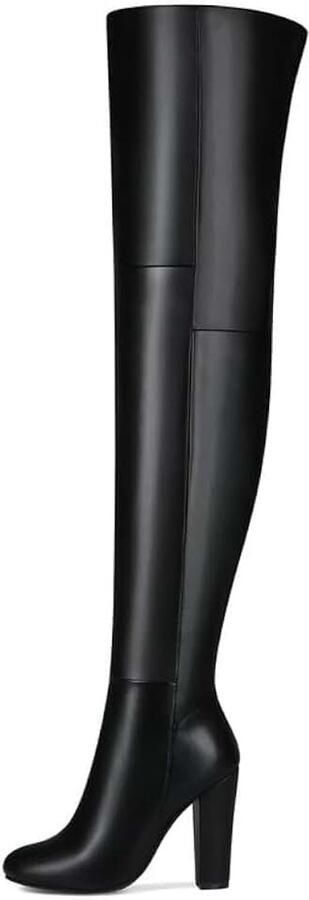 Laarzen voor dames met amandelteen blokhak boots ritssluiting overknee-laarzen