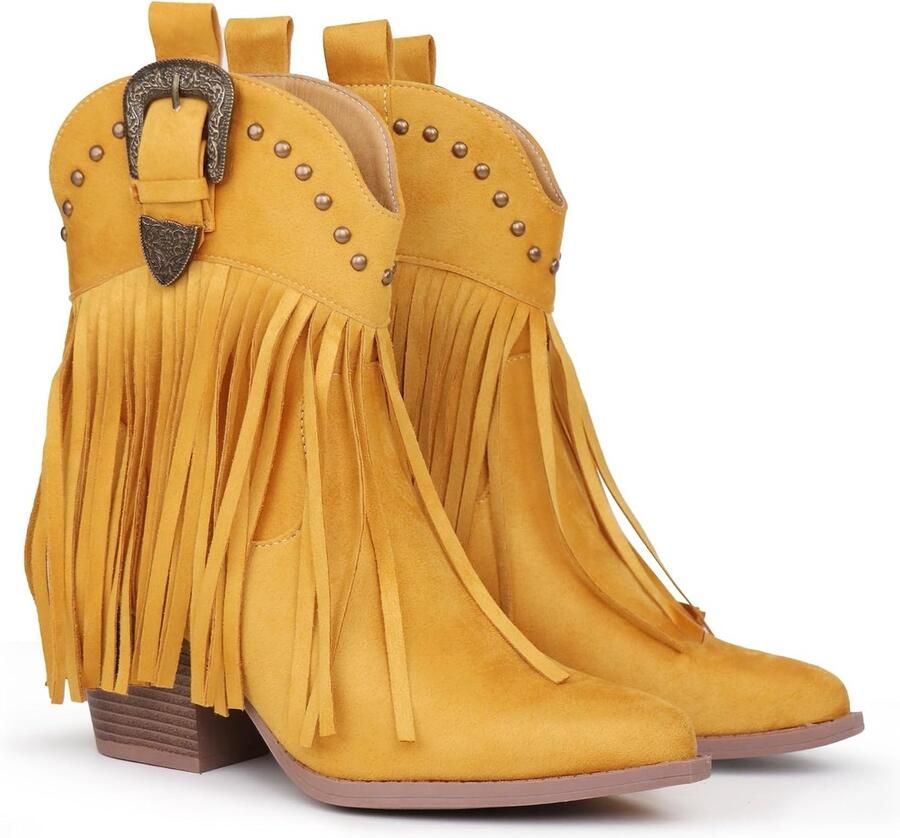 Laarzen voor dames met franjes snip toe om over te trekken westernlaarzen