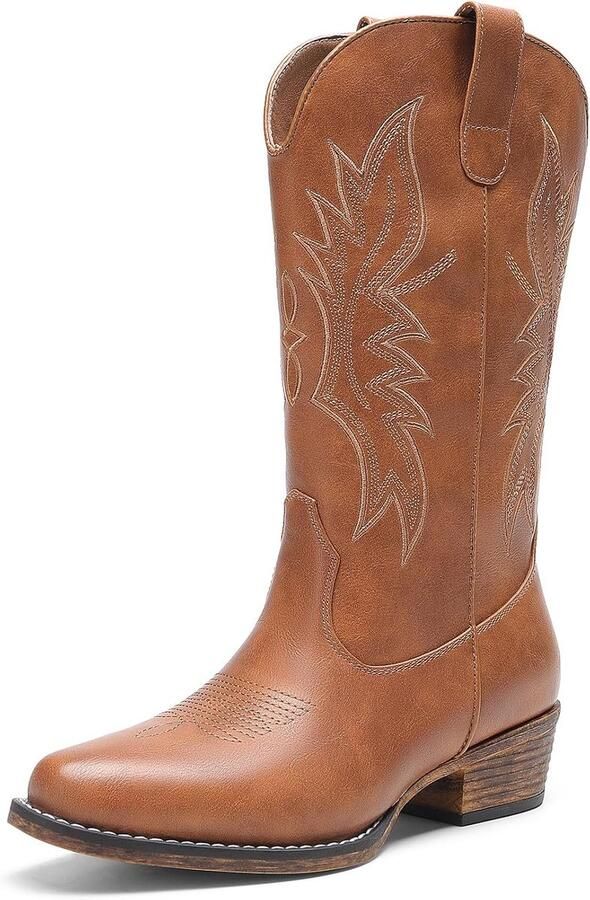 Laarzen voor dames met vierkante neus cowboylaarzen voor dames met hak