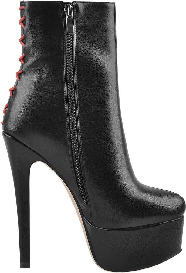 Laarzen voor dames plateau enkellaarzen ritssluiting stiletto - Foto 2