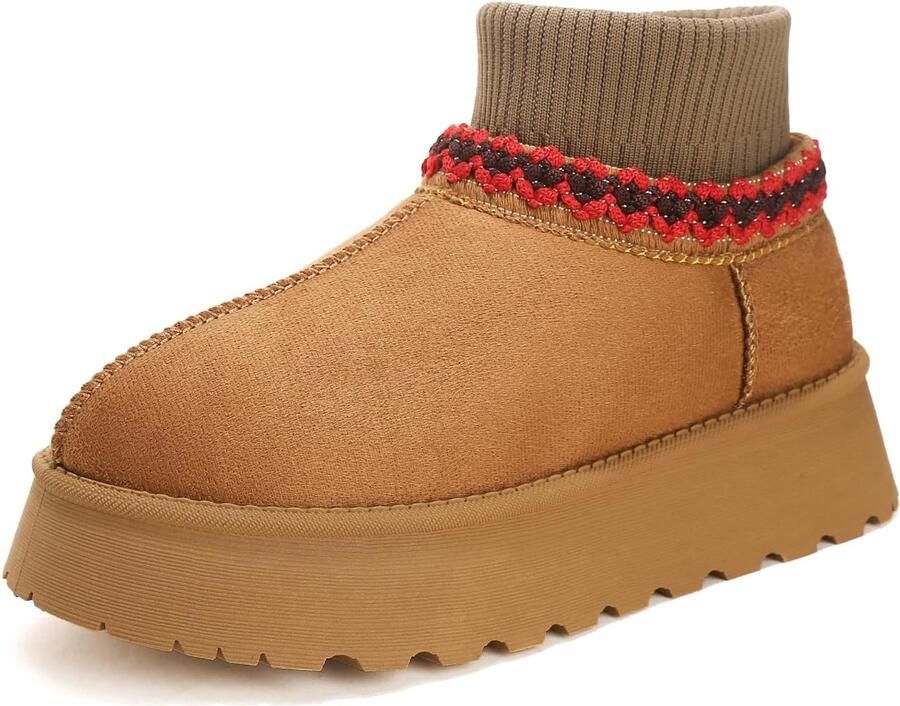 Laarzen voor dames plateau mini-winterboots comfortabel warm gevoerd sneeuwlaarzen waterdicht antislip plateaulaarzen lichte enkellaarzen pantoffels voor buiten