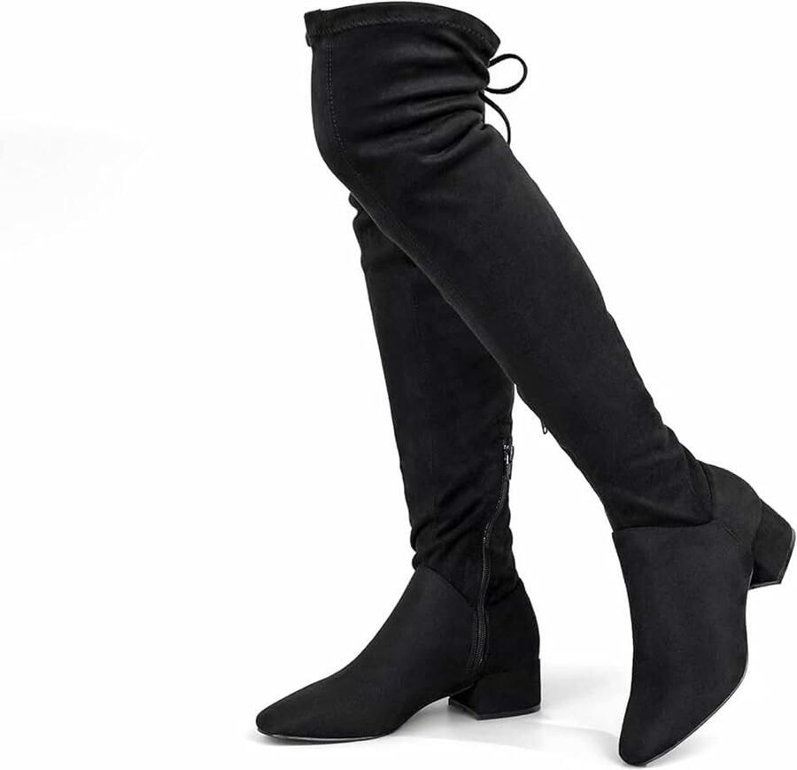 Laarzen voor dames warme winterlaarzen lange laarzen met ritssluiting aan de zijkant mode dijen hoge laarzen