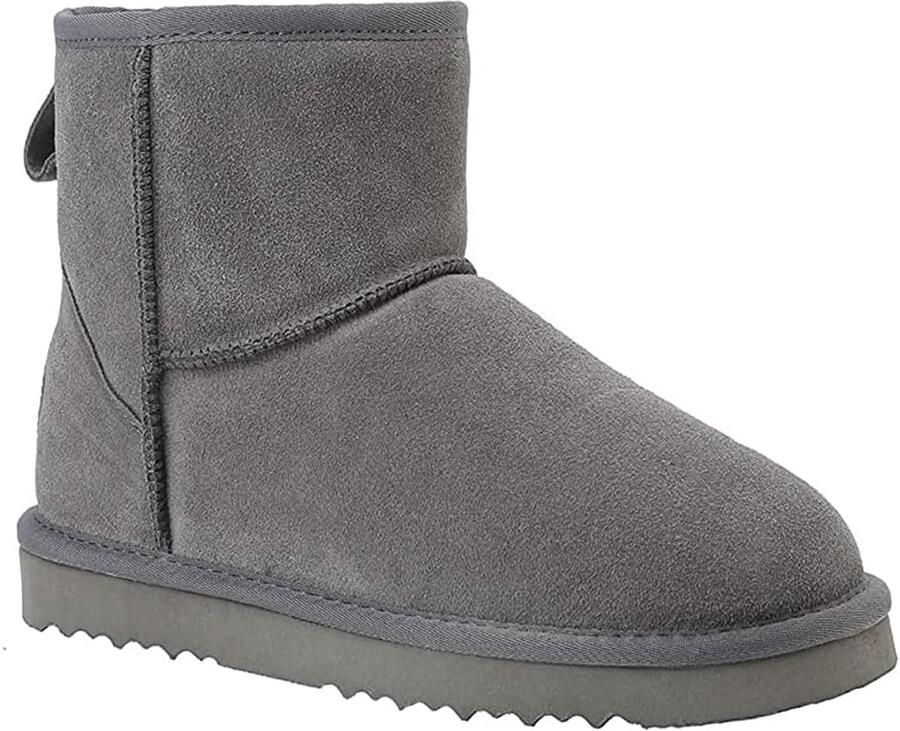 Laarzen voor dames waterdichte leren winterlaarzen antislip warm gevoerde winterlaarzen 54 grijs
