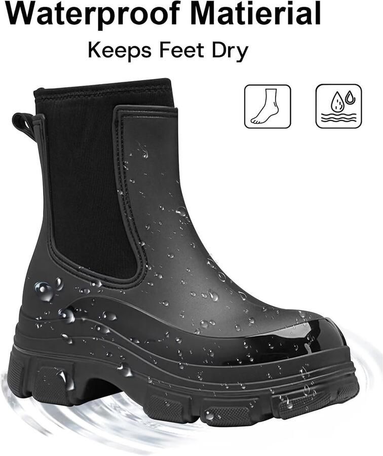 Laarzen voor dames waterdichte regenlaarzen halfhoge regenschoenen Chelsea boots antislip tuinschoenen