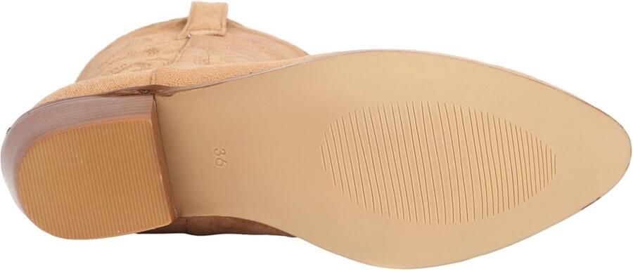 Laarzen voor Dames Westernlaarzen Midden Kalf Geborduurd Cowgirl Schoenen