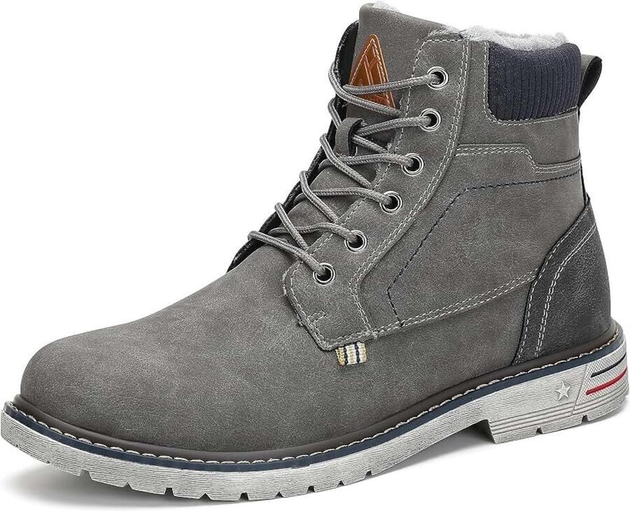 Laarzen voor heren warm gevoerde winterschoenen antislip klassieke winterlaarzen grijs