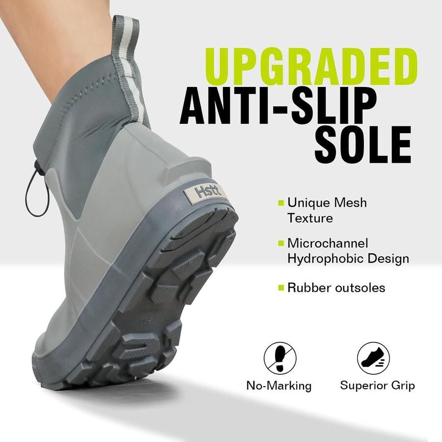 Laarzen voor heren waterdicht halfhoog korte rijlaarzen antislip gevoerd rubberen schoenen ademend basismode regenschoenen met beknoopbare nylon manchet