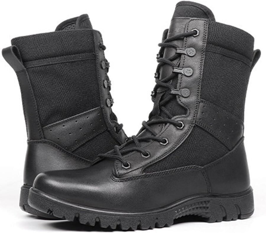 Laarzen voor heren antislip comfortabel gevechtslaarzen wandelen beveiliging leger politie laarzen voor werk en vrije tijd Zwart