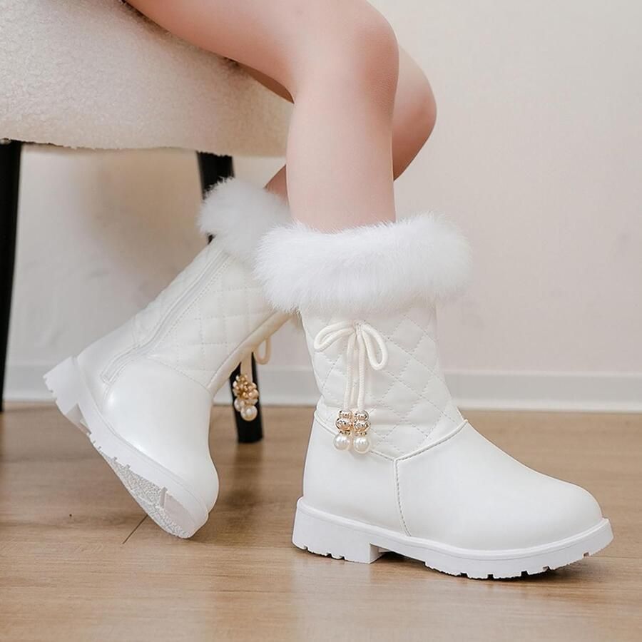 Laarzen voor meisjes in herfst en winter met plateauzool antislip warm comfortabel effen met strik en ritssluiting aan de zijkant