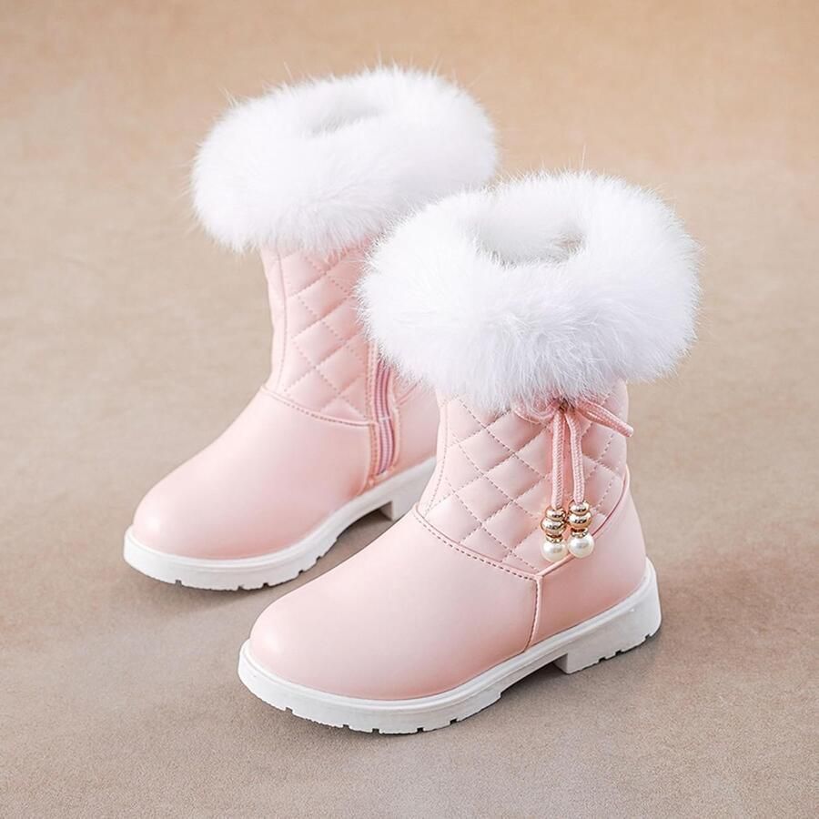 Laarzen voor meisjes in herfst en winter met plateauzool antislip warm comfortabel effen met strik en ritssluiting aan de zijkant