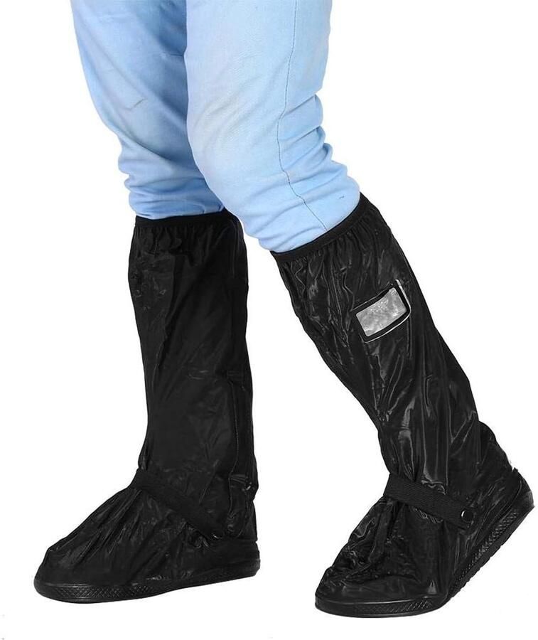 Laarzen voor regen regenlaarzen 2 stuks pvc motorfiets scooter vel antislip schoenen bedekking Raingear vervanging voor Rainy Snowy Day zwart helder (XL-zwart)