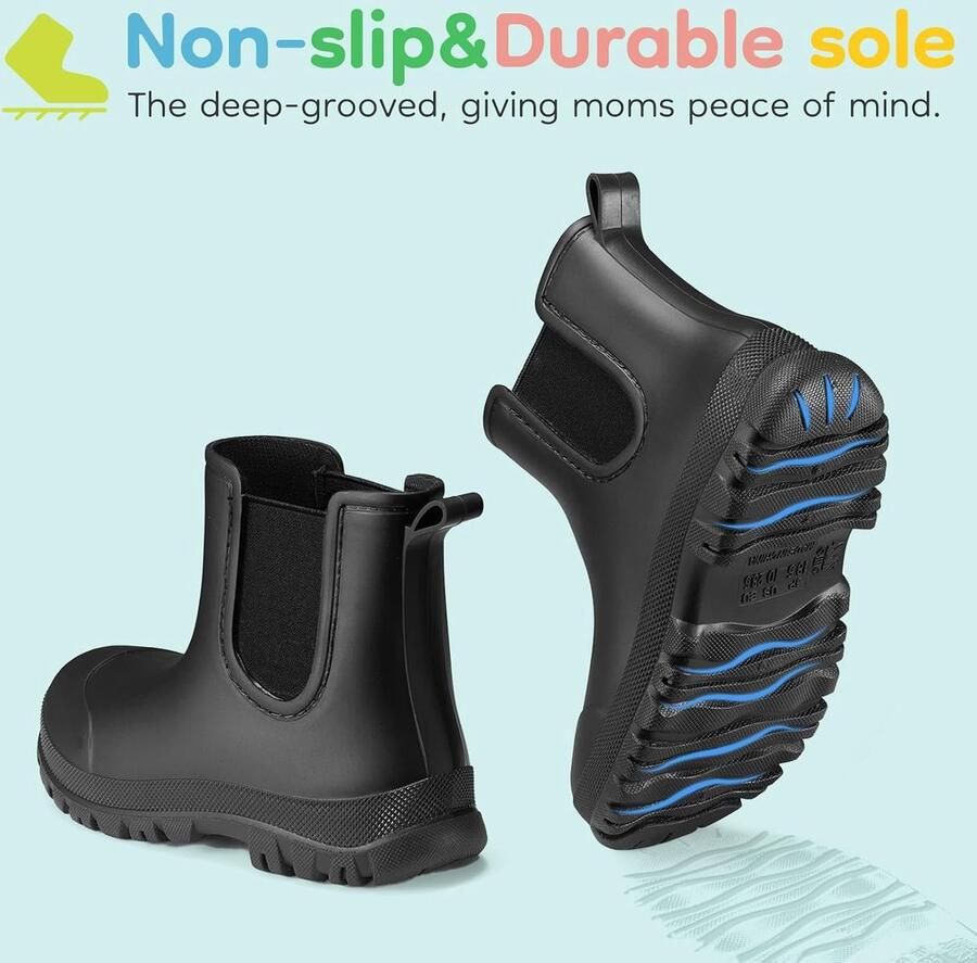 Laarzen Waterdichte Schoenen voor en Unisex Kinderregenlaarzen Lichtgewicht Rubberen Schoenen Antislip Enkellaarsjes