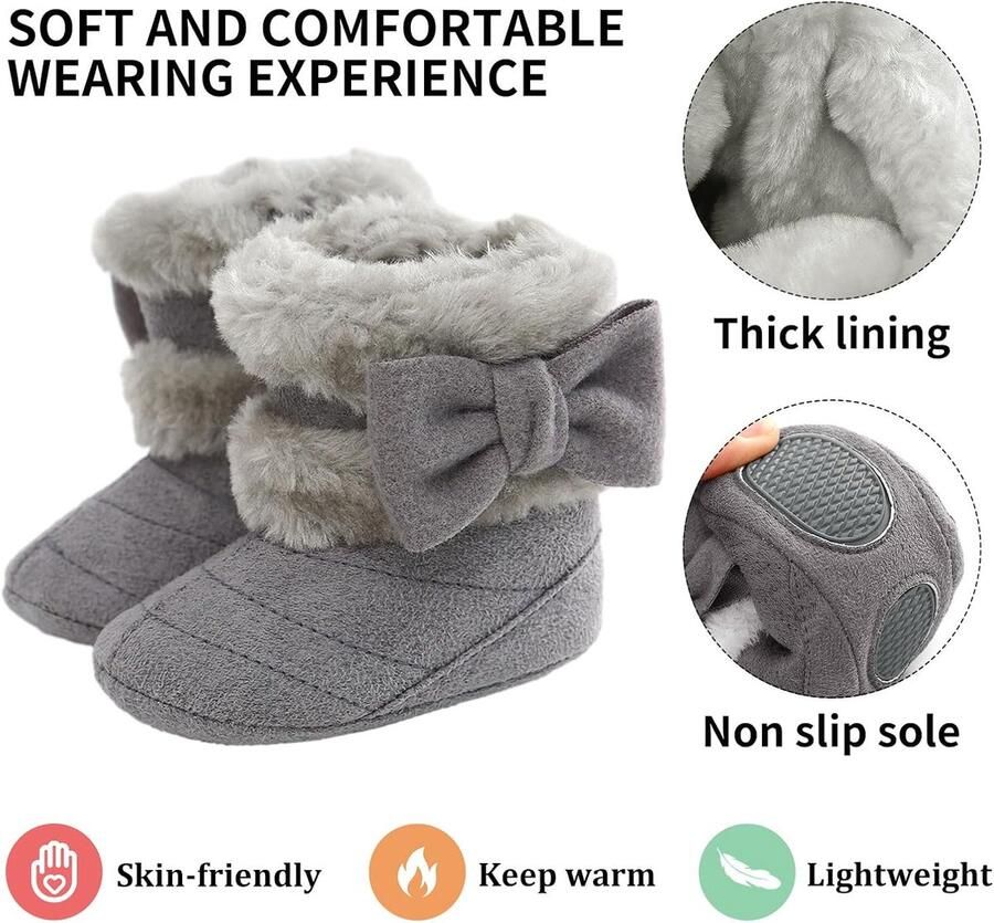Laarzen winter verdikte katoenen voering warme laarzen voor kinderen verstelbare bandjes met zachte zool antislip babyschoenen - Foto 2