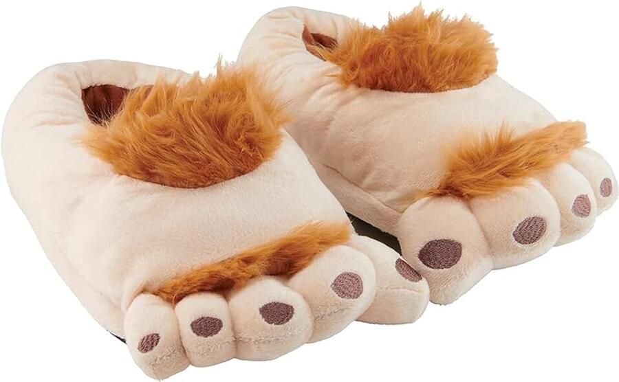Labels Hobbit 3D pantoffels pluche halfling voeten beige bruin pantoffels met vacht en antislip noppen slippers bruin 38 40