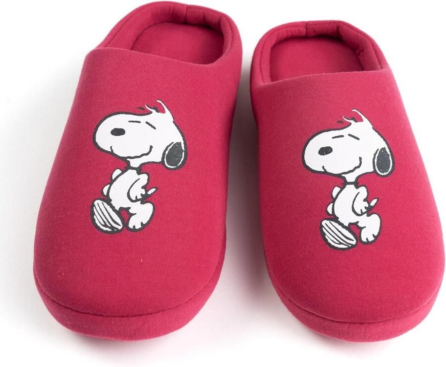 Labels The Peanuts Snoopy pantoffels voor dames sloffen pantoffels sloffen bordeauxrood