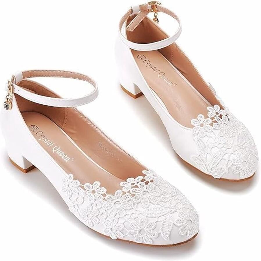 Lace Bridal Round Toe Pumps Heels Ladies Party Dance Wedding Shoes Whit