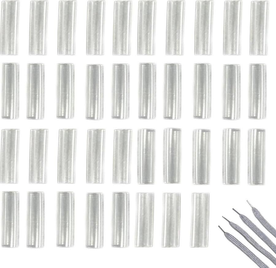 Lace repair set 40 transparante eindkappen hittekrimp tubing ideaal voor voetbalschoenen ShopVlot