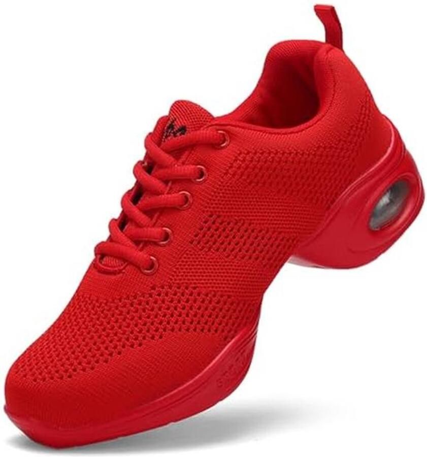 Lace-up Dansschoenen voor Dames Ademend Mesh Luchtkussen Platform Sneakers