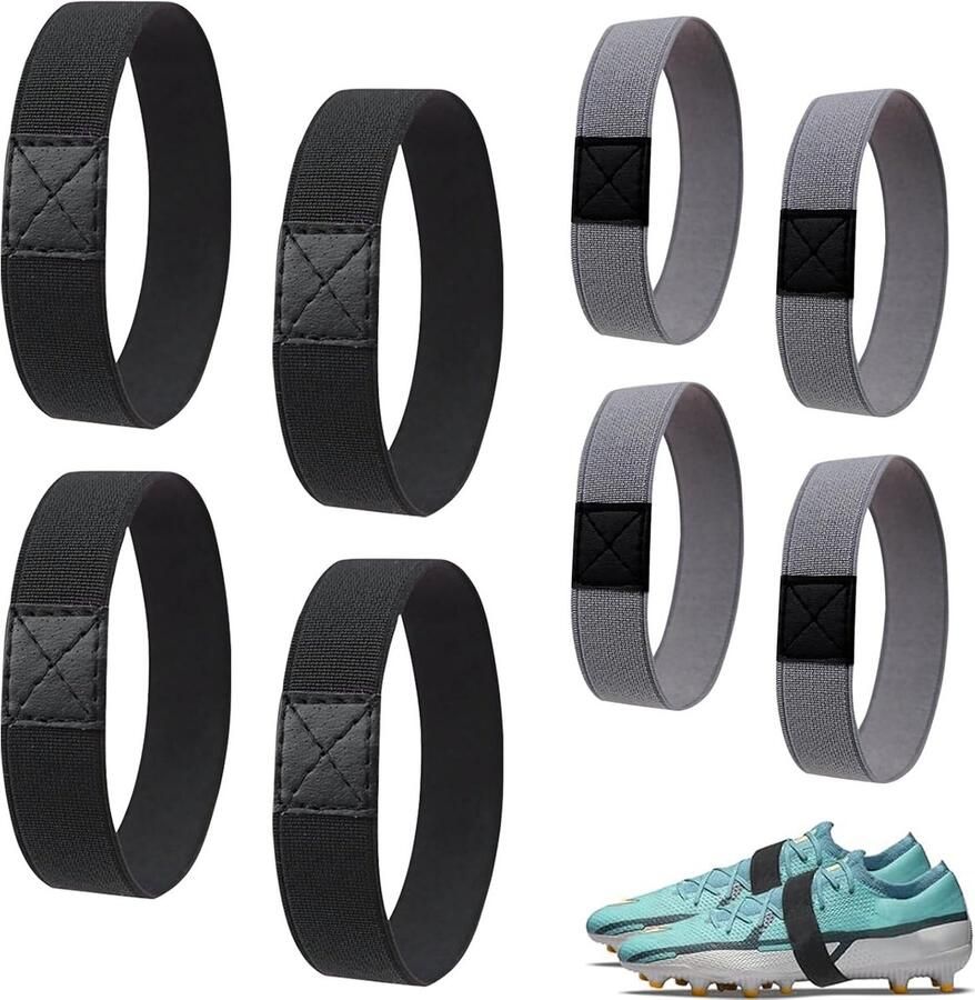 Lace-Up Houders voor Sportschoenen 4 Paar Antislip Ontwerp voor Voetbalschoenen en Fitness Donkergrijs en Zwart