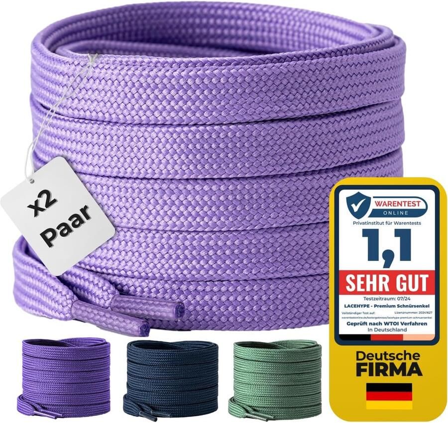 LaceHype 2 Pairs Premium Laces Flat Laces 10mm Wide L Tear-Resistant Polyester Shoelaces for Sneakers Sports Shoes ShopVlot