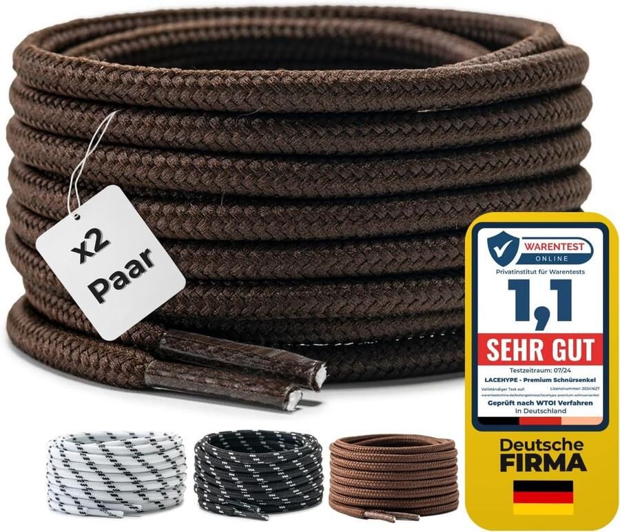 LaceHype 2 Pairs Premium Round Laces Diameter 4 mm for Work Shoes Boots Outdoor Shoes and Sports Shoes ShopVlot