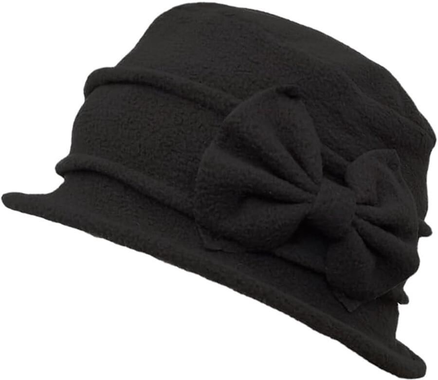 Lady Fleece Bloemen Emmer Cloche Hoed Winter 20s Vrouwen Bowler Kerk Derby Emmer Vintage Cap