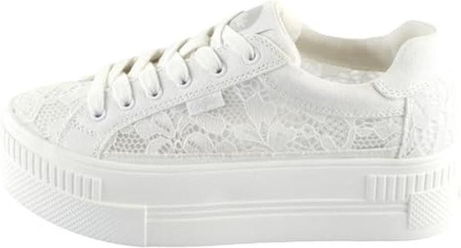 Lage Bruids Sneakers Dames Wit Met Bloemenpatroon