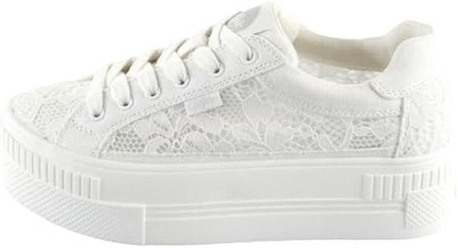 Lage Bruids Sneakers Dames Wit Met Bloemenpatroon
