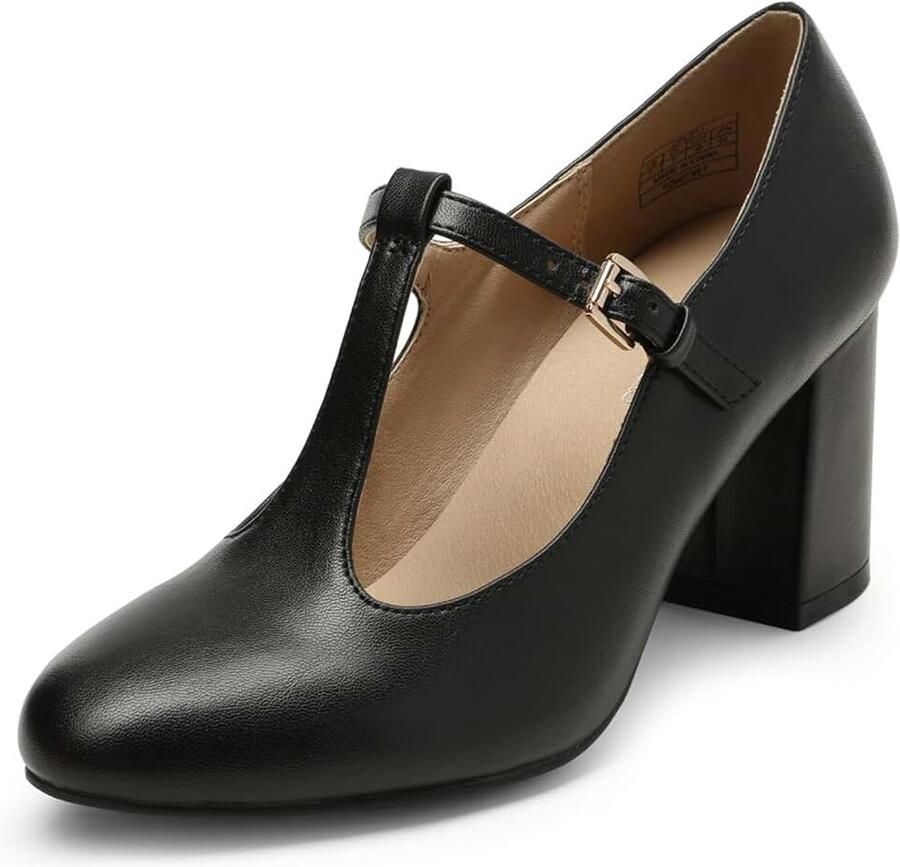 Lage Chunky Hakken Voor Vrouwen T-Strap Mary Jane Pumps Trouwjurk Schoenen