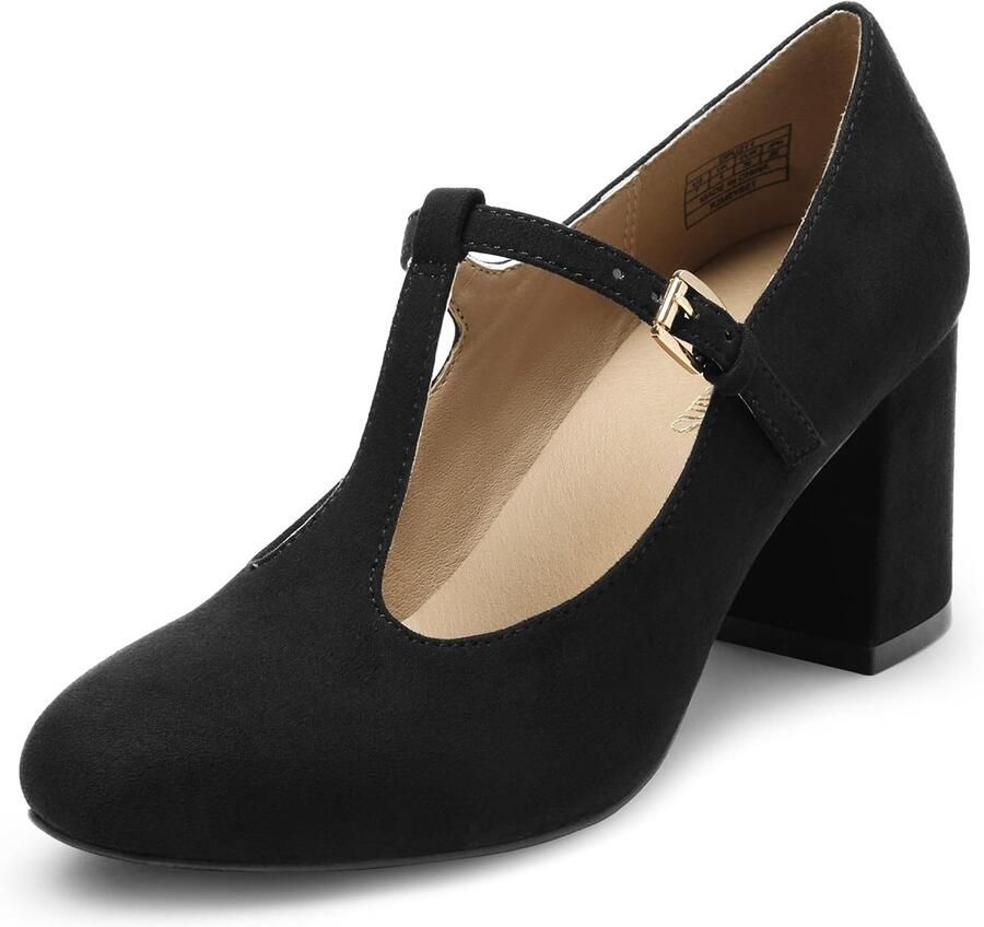 Lage Chunky Hakken Voor Vrouwen T-Strap Mary Jane Pumps Trouwjurk Schoenen