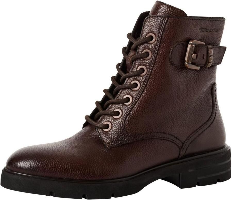 Lederen Enkellaarsjes Dames Comfortabele Platte Veterschoenen