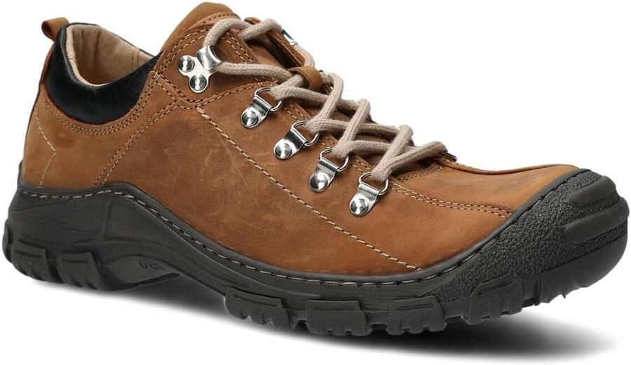 Lage Wandelschoenen Heren Echt Leer Met Antislipzool Trekking Outdoor