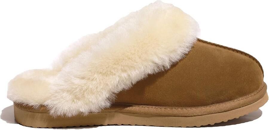 Lamsvacht Pantoffels met Bontkrans voor Dames Comfortabele Warm en Antislip