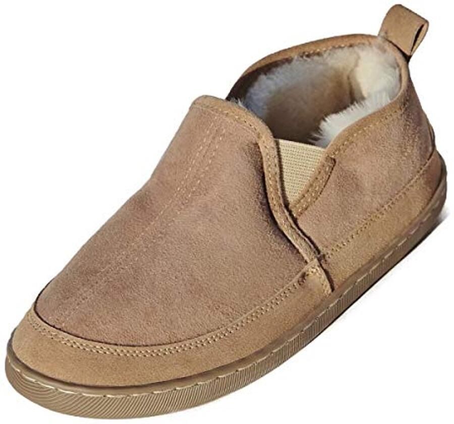 Lamsvacht Pantoffels voor Heren Beige Comfortabele Schoenen van Merino Schapenvacht