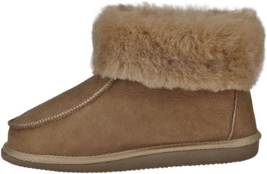 Lamsvel Pantoffels Beige voor en 100% Merino Schapenwol