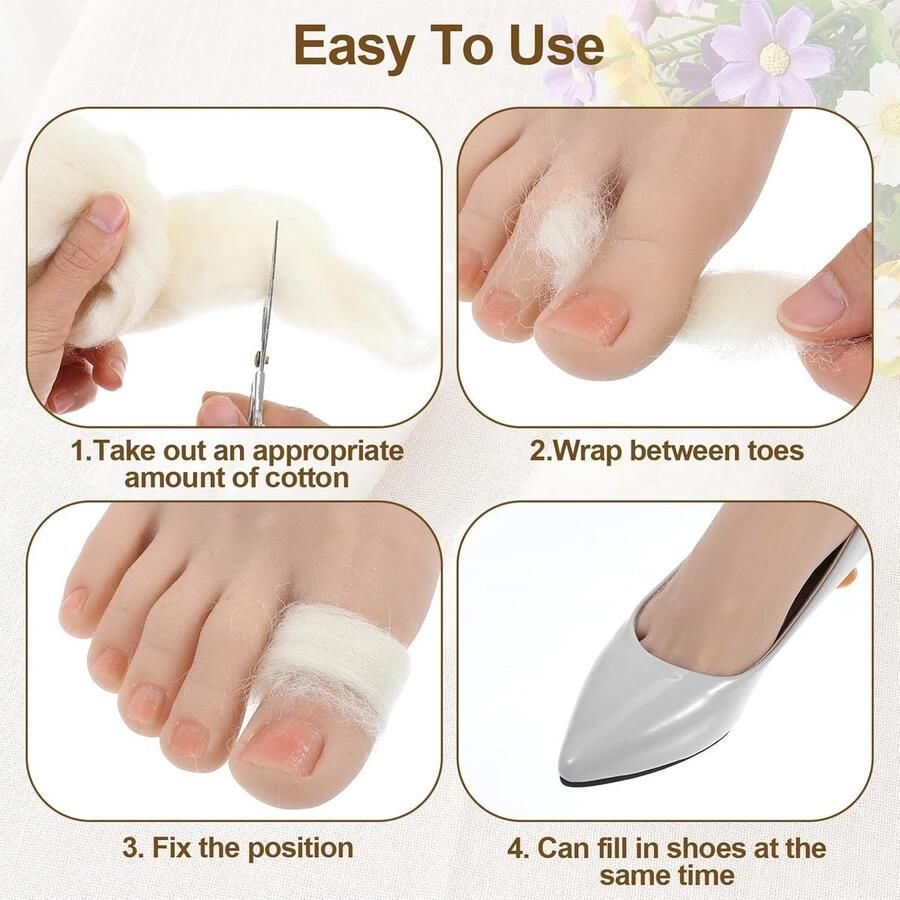 Lamswol teen separators voor comfortabele voeten zachte vulling voor wandelschoenen en pointe schoenen 2 stuks