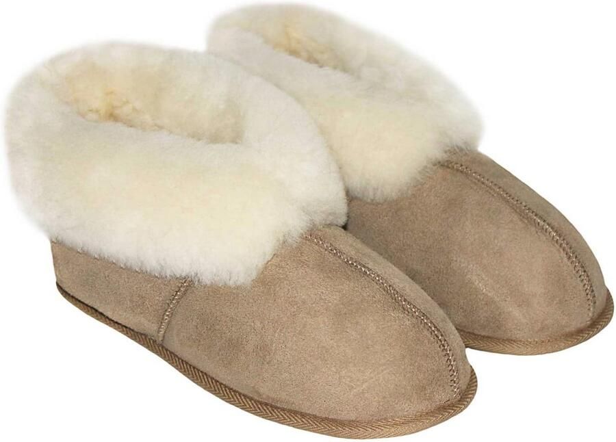 Lamswollen Slippers voor en Luxe Leren Zool Super Comfortabel