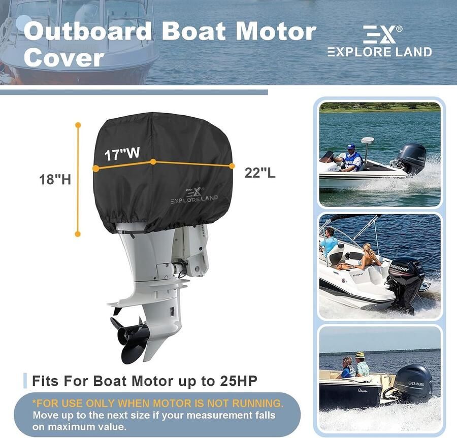 Land Buitenboordmotor Cover Waterdichte 600D Heavy Duty Boot Motorkap Covers Geschikt voor Motor tot 25 PK Zwart