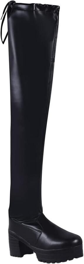 Lange Kniehoge Laarzen met Blokhak en Veters voor Dames