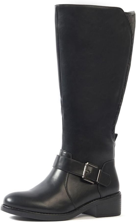 Lange Laarzen XL Kuit Brede Pasvorm Model Kiwi Zwart